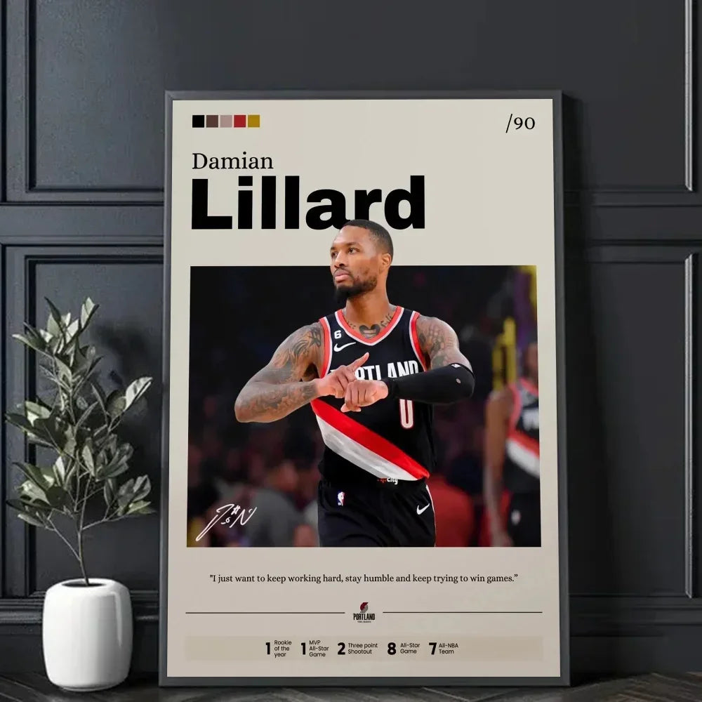 Basketball Star Embiid, James, Doncic, Ball, Lillard NBA Poster Decorative for Aesthetic Room Decor Unframed