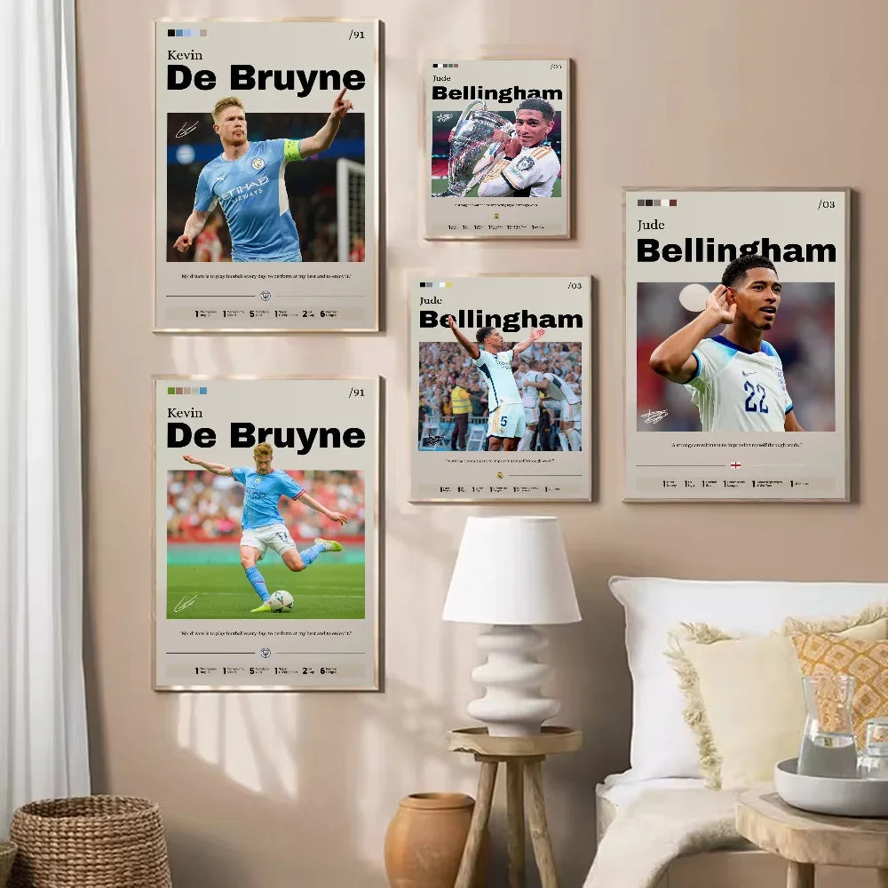 De Bruyne & Bellingham Soccer Legend Poster – Football Wall Art