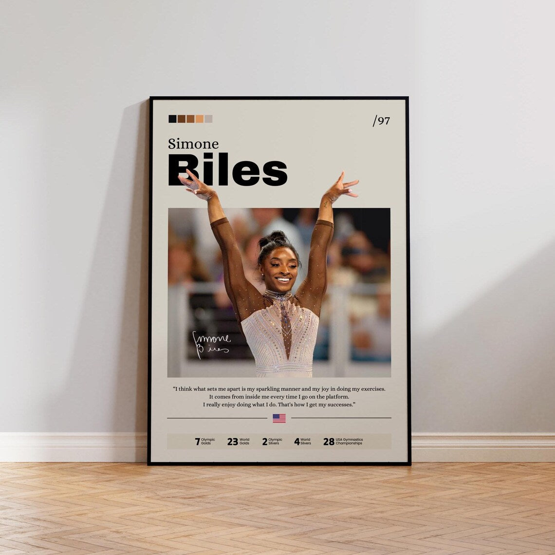 SIMONE BILES Poster Framed 40x60cm